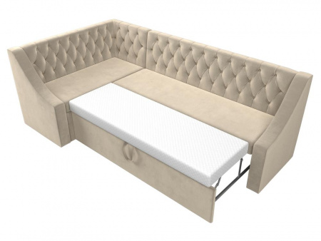 Диван кухонный угловой Мерлин левый угол Микровельвет Бежевый 100450L