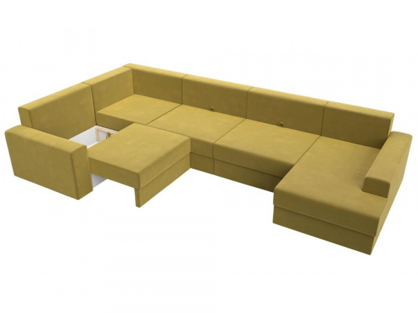 Диван П-образный Майами правый угол Микровельвет Желтый 114833