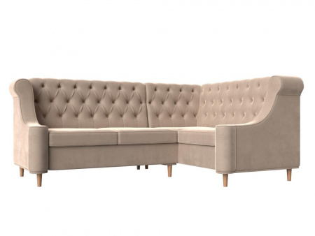 Диван кухонный угловой Бронкс правый угол Велюр Бежевый 104567
