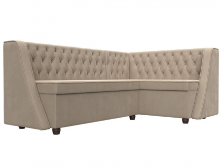 Диван кухонный угловой Лофт правый угол Велюр Бежевый\Бежевый 104585